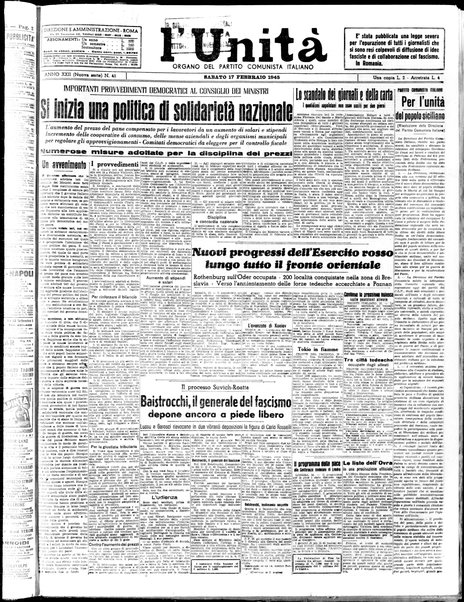 L'Unità : organo centrale del Partito comunista italiano